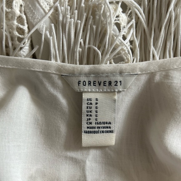 White airy Forever21 top with fringe! - Picture 3 of 3